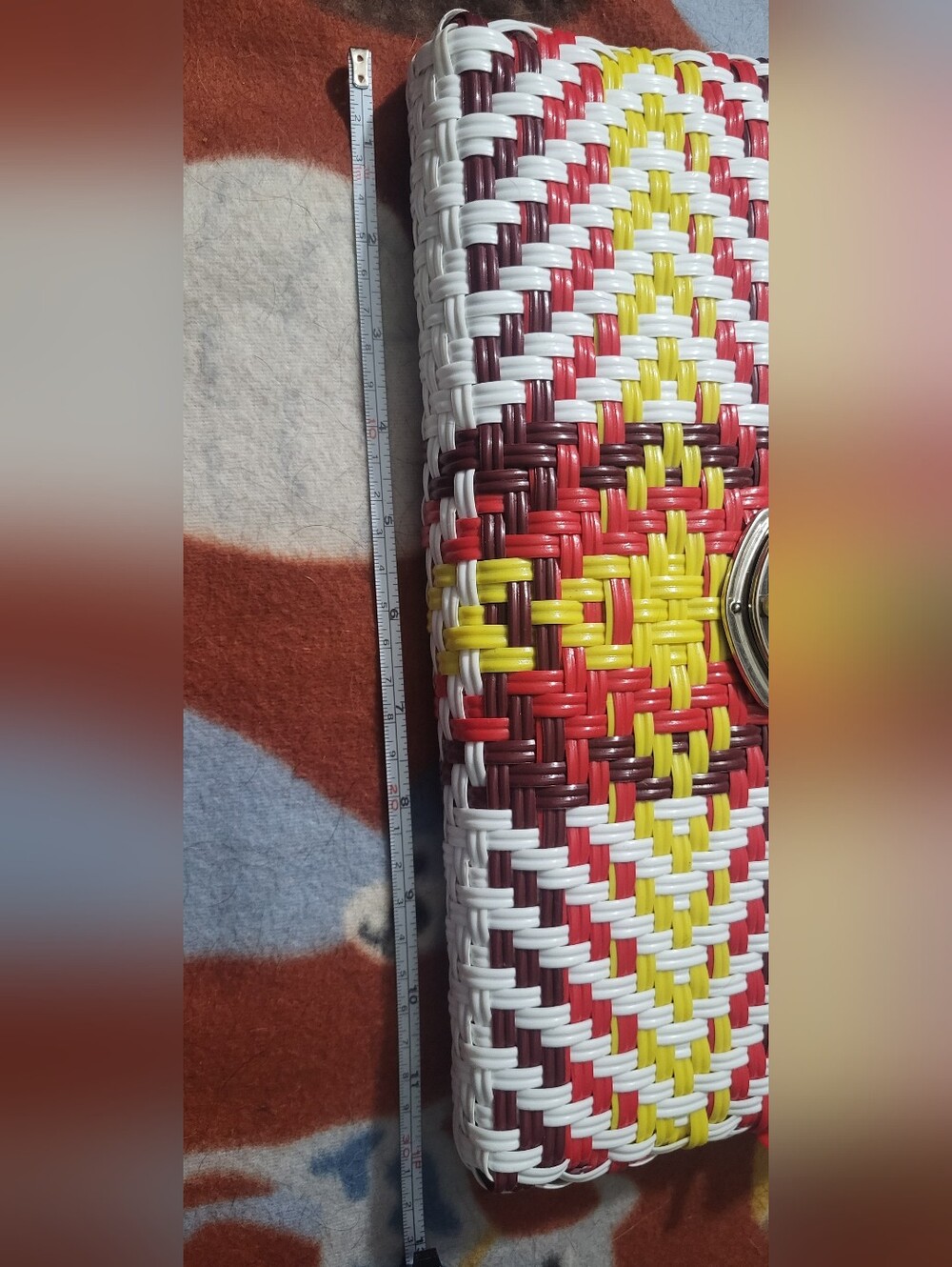 NWOT Colorful Mexican Handwoven Plastic Foldover Clutch with Shoulder Strap. - Picture 14 of 16